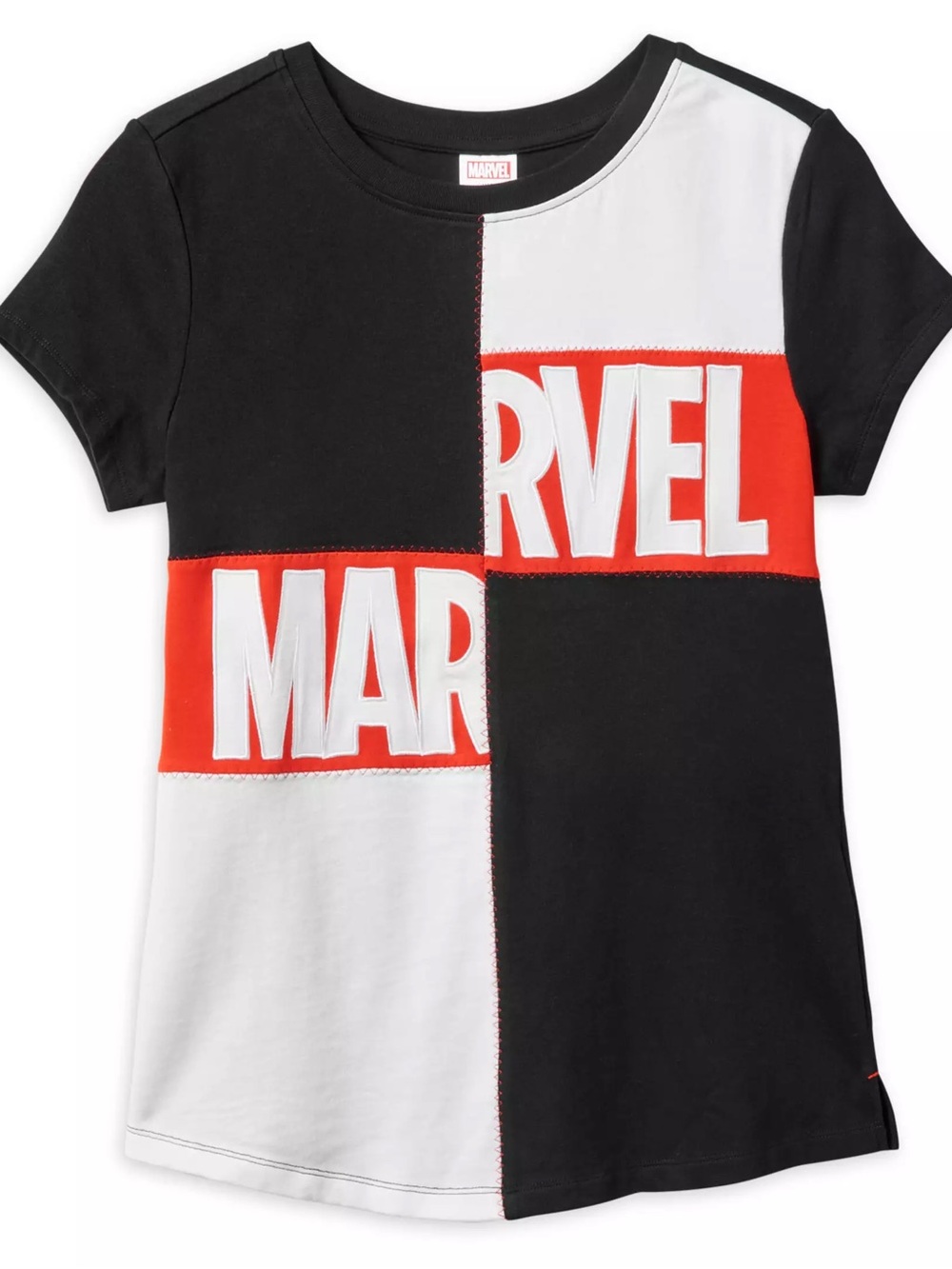 Marvel Colorblock Short Sleeve Tee - Black, White & Red Panel
